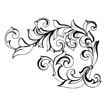 Antique style acanthus.Vector  vintage baroque ornament