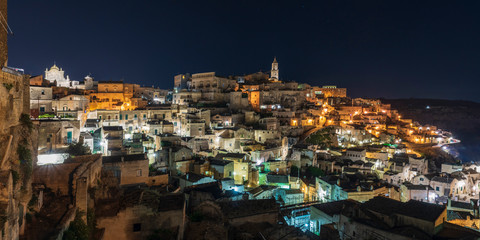 Fototapeta na wymiar Sassi di Matera at night. European Capital of Culture.