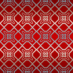 Vector Illustration. Pattern With Geometric Ornament, Decorative Border. Design For Print Fabric. Red silver color
