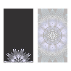 Vector Mandala Pattern. Two Template For Flyer Or Invitation Card Design. For Banners, Greeting Cards, Gifts Tags. Grey color