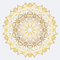 Modern Decorative Floral Mandala. Decorative Cicle Ornament. Floral Design. Vector Illustration. Can Be Used For Textile, Greeting Card, Coloring Book, Phone Case Print. Gold color