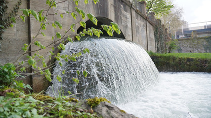 waterfall ice river munich english garden bridge isar river
