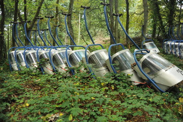 Saarburg, alte Gondeln der Seilbahn