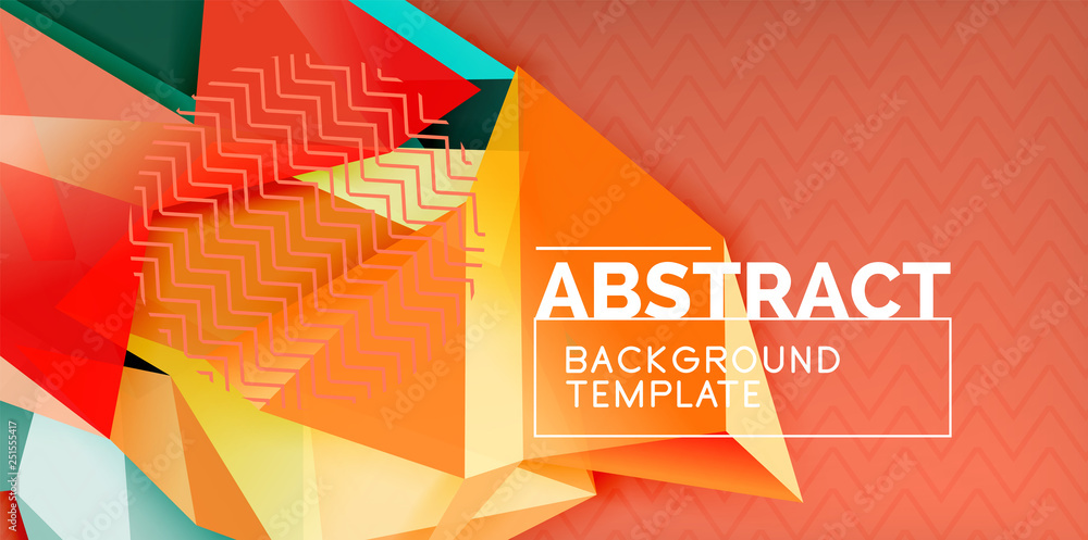 Fototapete Low poly design 3d triangular shape background, mosaic abstract design template