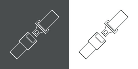 Icono plano lineal cinturón de seguridad en gris y blanco © teracreonte