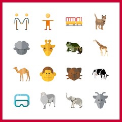 16 funny icon. Vector illustration funny set. kid railway and monkey icons for funny works