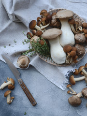 mushrooms on a cutting board