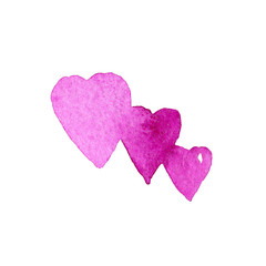purple three watercolor hearts