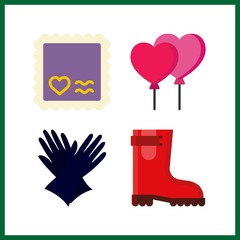 4 rubber icon. Vector illustration rubber set. balloons and stamp icons for rubber works