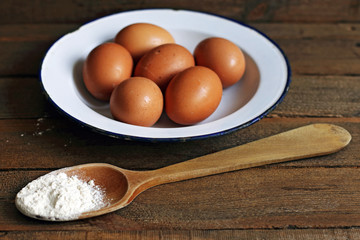 Cooking with eggs and flour