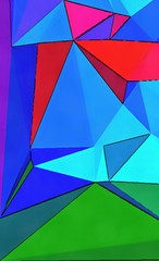 Conceptual abstract geometric background. Colored polygon pattern for creative design. Chaotic multicolor triangles texture. Unusual low poly composition. Bright graphic artwork.