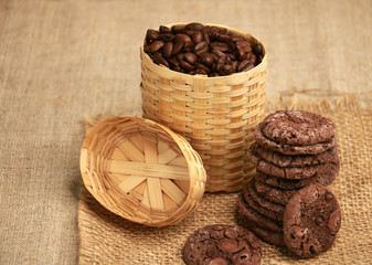 aroma coffee beans and chocolate cookies