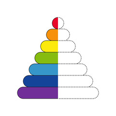 drawing worksheet for preschool kids with easy gaming level of difficulty. Simple educational game for children. Illustration of pyramid for toddlers