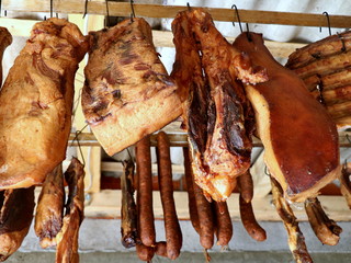 Domestic traditional food dried  meat and sausage