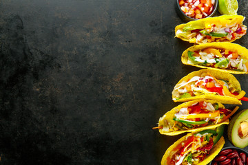 Tasty appetizing tacos with vegetables