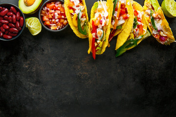 Tasty appetizing tacos with vegetables