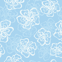   Silhouette decorative flower, curl and swirl seamless pattern. Vector illustration.