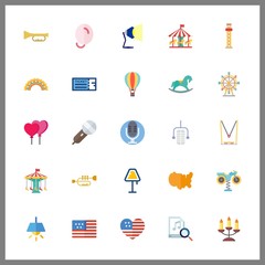 25 festival icon. Vector illustration festival set. carousel and ferris whell icons for festival works