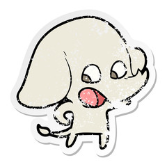 distressed sticker of a cute cartoon elephant