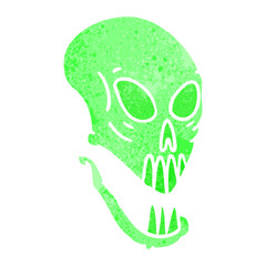 retro cartoon doodle of a skull head