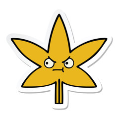 sticker of a cute cartoon autumnal leaf