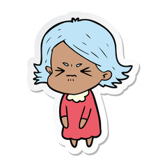 sticker of a cartoon angry woman