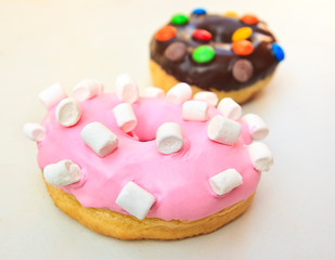 Two donuts isolated on the white background