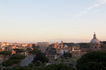 Fototapeta na wymiar Panorama of the ancient part of Rome