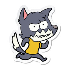 sticker of a cartoon grinning fox