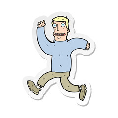 sticker of a cartoon terrified man