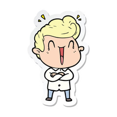 sticker of a cartoon excited man