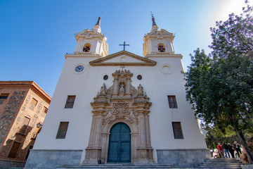Fuensanta sanctuary against a blue sky in Murcia, Spain