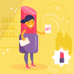 Promoter handing out flyers Vector. Cartoon. Isolated art