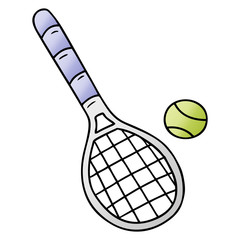gradient cartoon doodle tennis racket and ball
