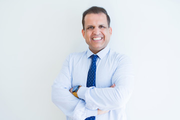 Middle age business man smiling to the camera