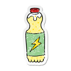 distressed sticker of a cartoon soda bottle