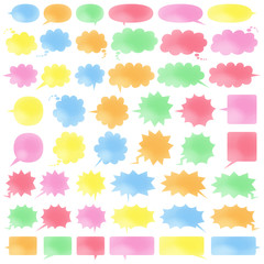 六種の漫画風フキダシベーシック(水彩風)