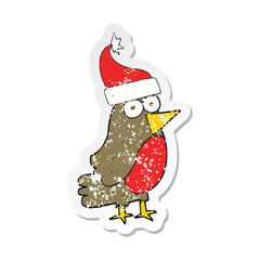 retro distressed sticker of a cartoon robin
