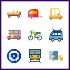 road icon. double decker and van vector icons in road set. Use this illustration for road works.