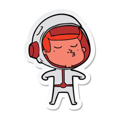 sticker of a cartoon confident astronaut