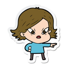 sticker of a cartoon stressed woman
