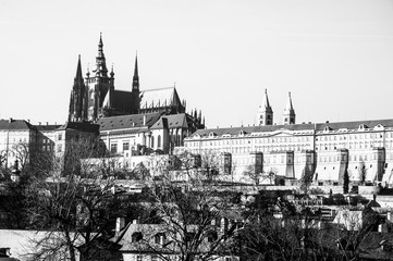 Panorama view of Prague. Prague Castle and Hradcany.