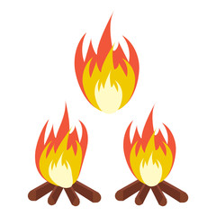 Vector cartoon bonfire. Fire camp. Campfire cartoon illustration