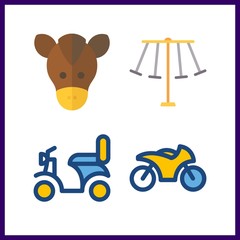 4 rider icon. Vector illustration rider set. rides and motorbike icons for rider works