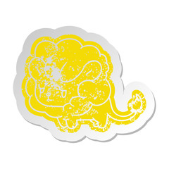 distressed old sticker kawaii cute lion cub