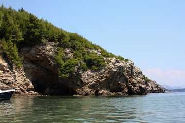 Cliff with cave in Dubrovnik, Croatia