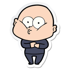 sticker of a cartoon bald man staring