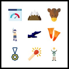 9 sport icon. Vector illustration sport set. medal and match icons for sport works