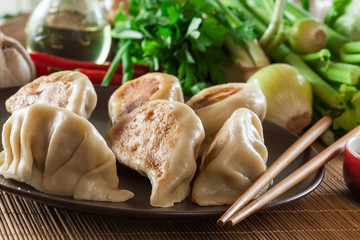 Japanese dumplings - Gyoza with pork meat and vegetables