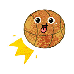 retro illustration style cartoon basketball